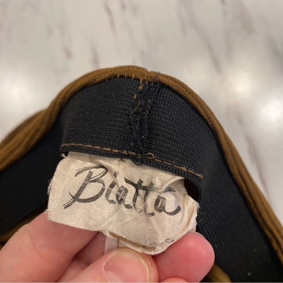 Vintage Biatta ribbed leggings stirrup heel brown stretchy made in Canada - Picture 6 of 8